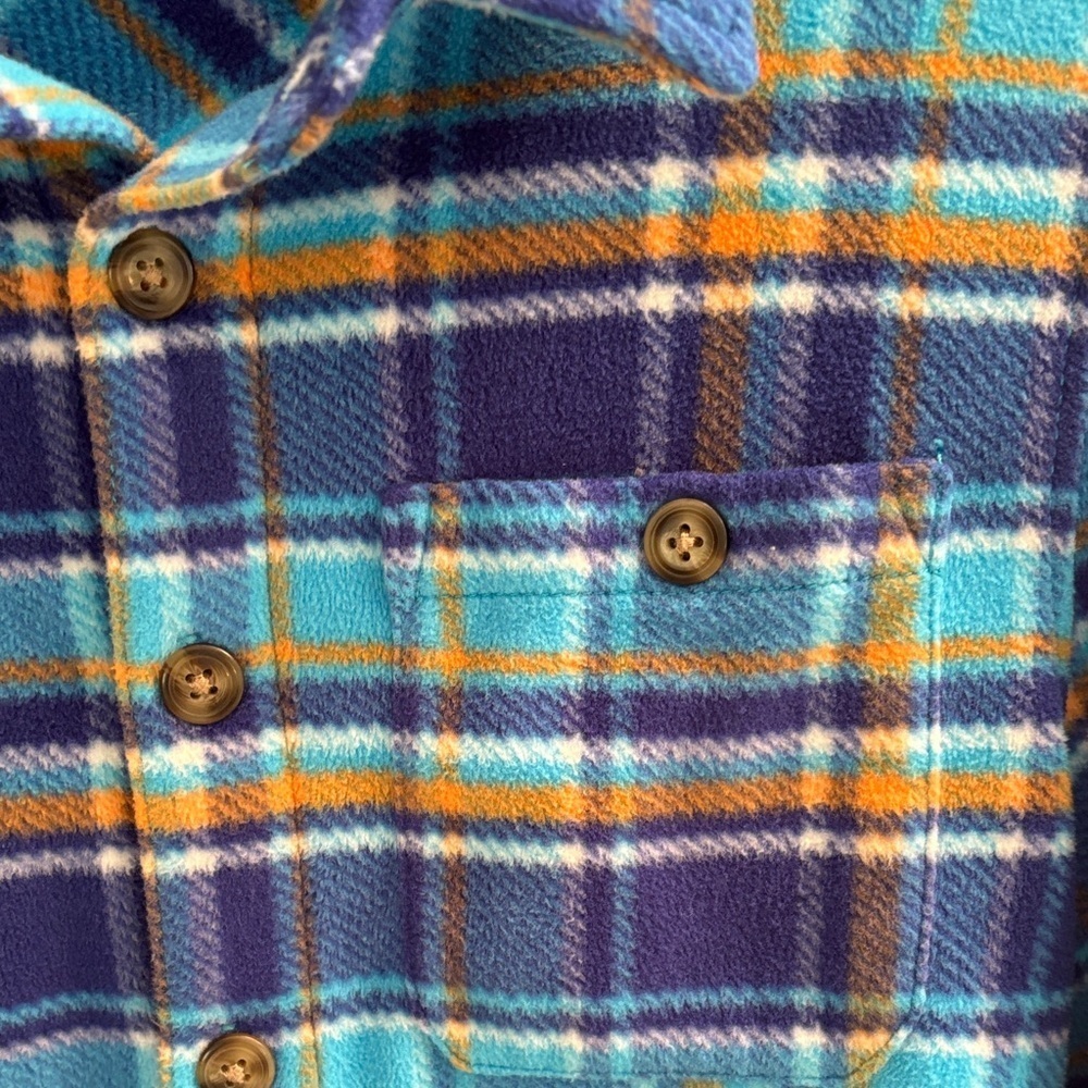 NWOT Gymboree Blue fleece  Plaid boys Shirt size medium (7-8) - Picture 3 of 4